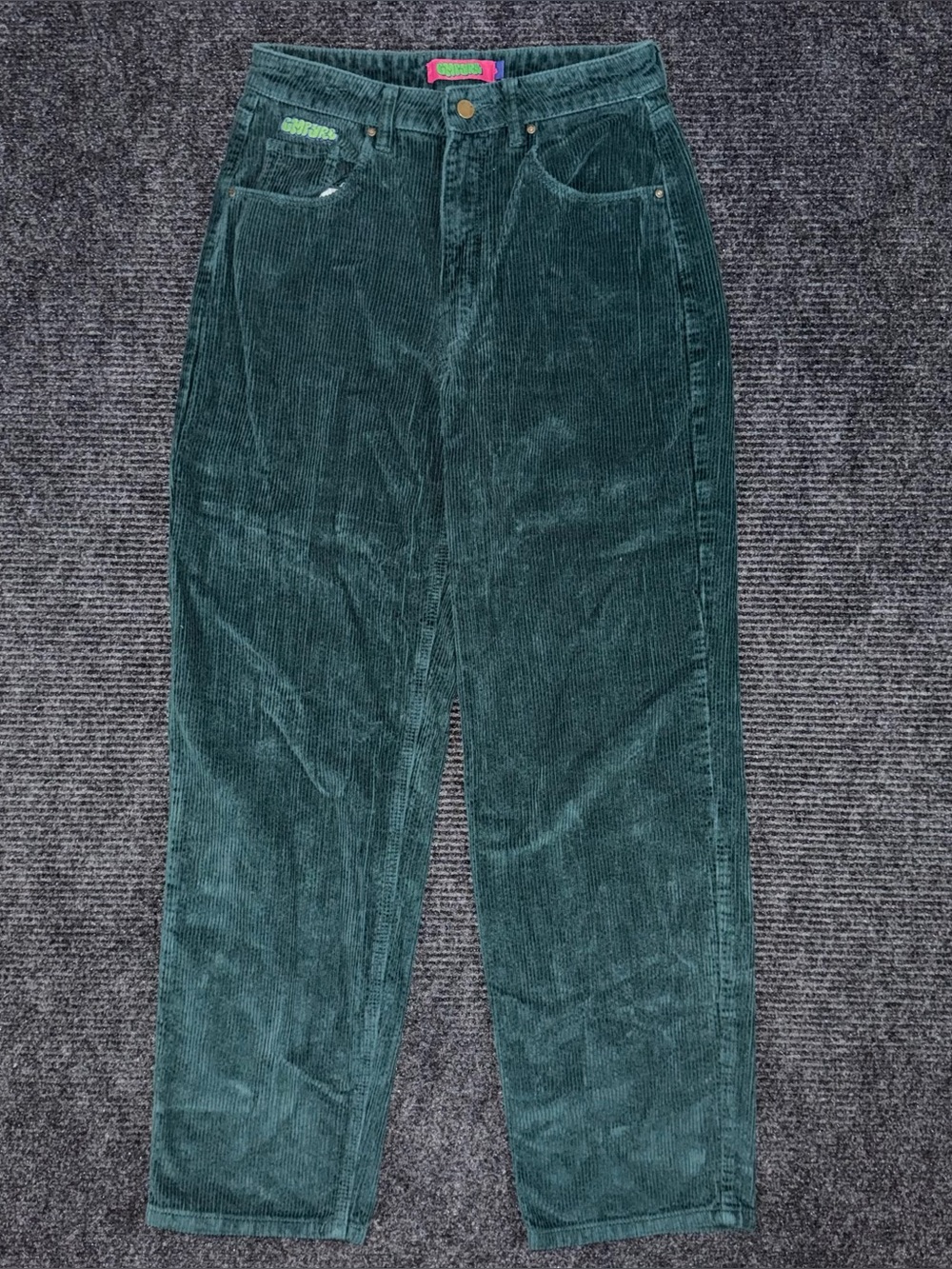 Women's Empyre Green Corduroy High Waist Wide Leg Balloon Trousers Size 8 Retro
